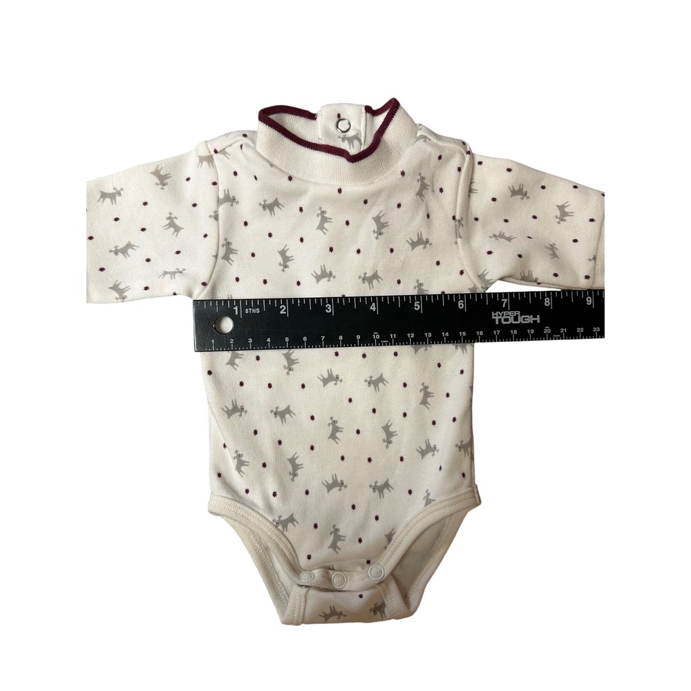 Gymboree Reindeer Bodysuit Baby Preemie Cream Grey Vintage 1999 Mock Neck Y2K - Picture 3 of 5
